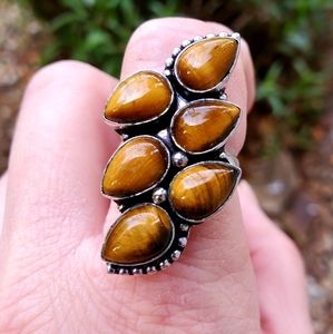 New Tiger Eye 925 Silver Ring.